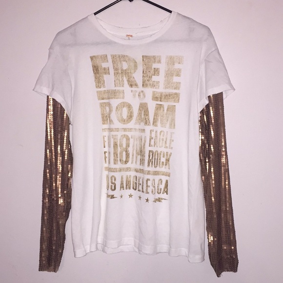 Free People Tops - Free people Backstage Long Sleeve Shirt XS Sequins
